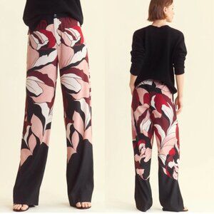 Billy Reid Winter Rose Silk Lounge Pant - Red/Black size L